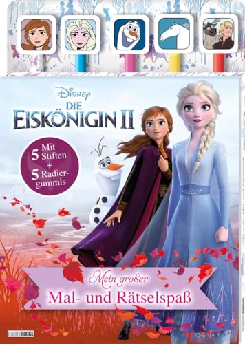 Disney Die Eiskönigin 2: Mein großer Mal- und Rätselspaß: Rätselblock mit 5 Stiften und 5 Radiergummis von Panini